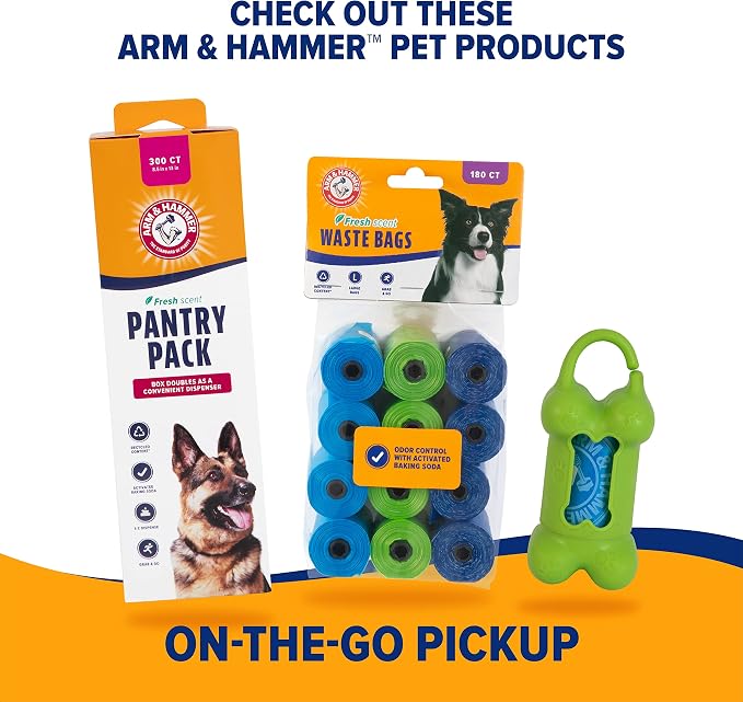Arm & Hammer Swivel Bin & Rake Dog Pooper Scooper, Includes 2 Waste Bags | Includes 2 Heavy Duty Scented Waste Bags for Easy, No Touch Disposal