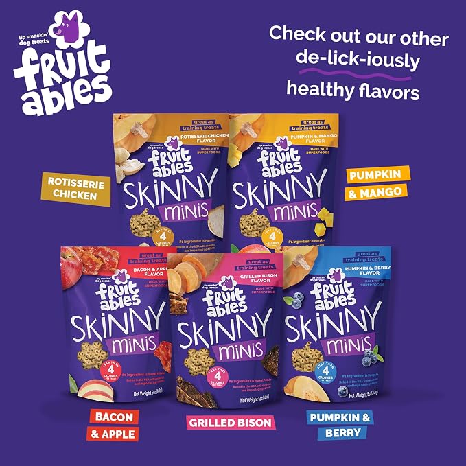 Fruitables Skinny Mini Dog Treats, Training Treats, Pumpkin and Mango, 5oz | Healthy Dog Treats, Crunchy Dog Biscuits, Healthy Puppy Treats, Limited Ingredient, Training Rewards, Made in USA
