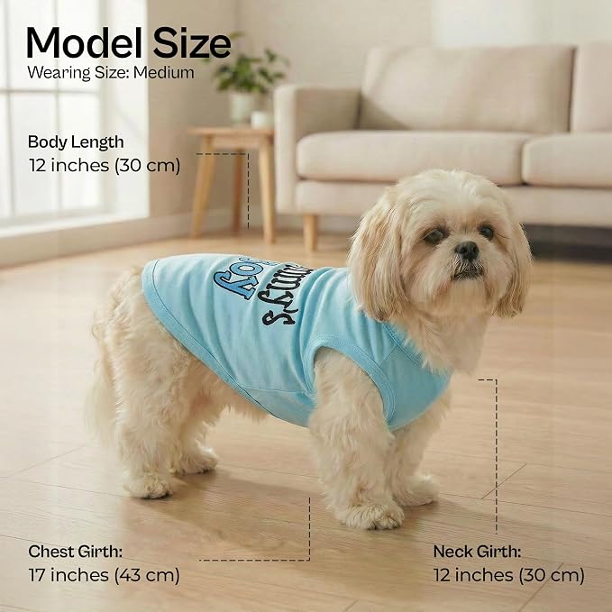 Parisian Pet Dog Shirt Mommy’s Boy Pet Shirt – 100% Cotton Shirts for Large Dogs – Blue Sleeveless Puppy Clothes – Lightweight and Breathable Dog Apparel – Boy Dogs Clothes - Stretchy Dog Shirt