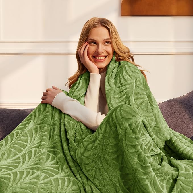 Whale Flotilla Soft Flannel Fleece Bed Blanket Queen Size, Olive Green | Cozy Lightweight Breathable Coverlet, Plush Fluffy Bedspread, Vintage Pattern Decorative Blanket for Bed, All Season, 90"x90"