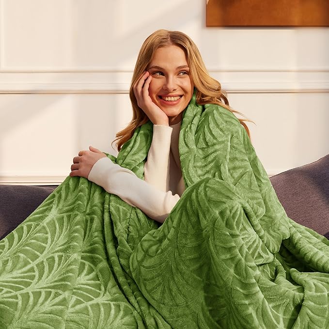 Whale Flotilla Soft Flannel Fleece King Size Bed Blanket, Olive Green | Cozy Lightweight Breathable Coverlet, Plush Fluffy Bedspread, Vintage Pattern Decorative Blanket for Bed All Season, 90"x104"