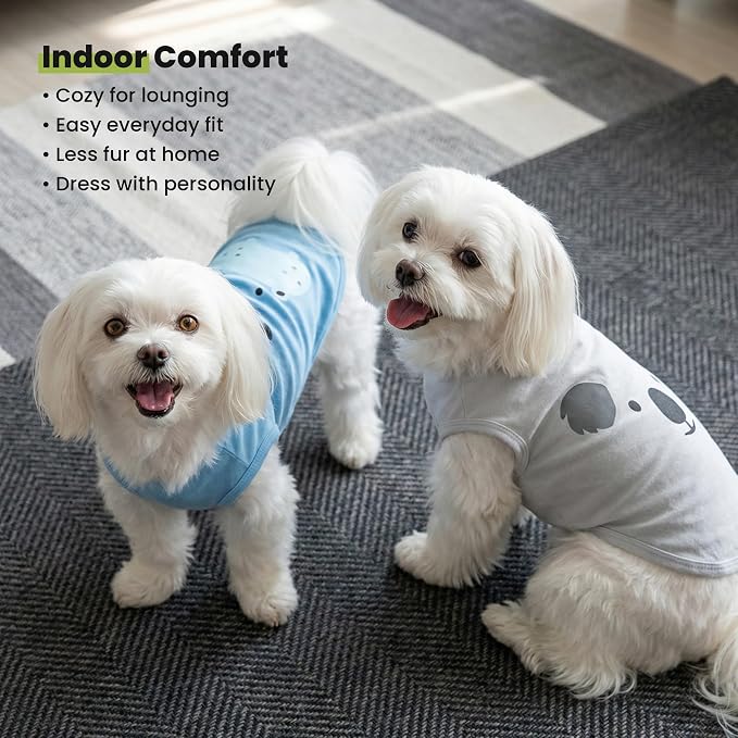 Fitwarm 3 Pack Hippo Sheep Koala Dog Shirt, Summer Clothes for Small Dogs Boy Girls, Funny Pet Outfit, Black, White, Gray, Blue, Small
