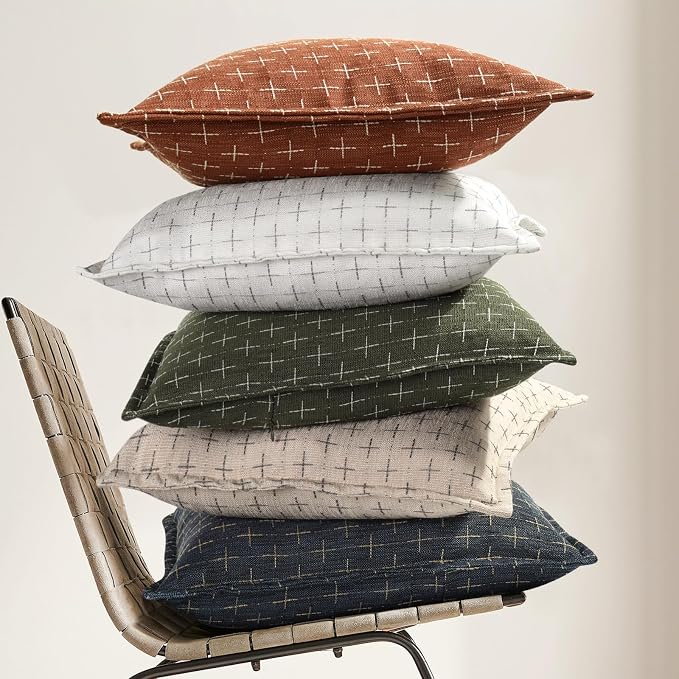 Fall Pillow 12x20 Pillow Covers Set of 2 Soft Polyester Textured Rust Pillow Covers with Stylish Flange Edge Cozy Farmhouse Throw Pillows for Couch Bed Sofa Living Room Fall Decor