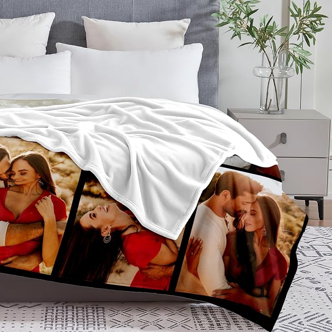 Yofair Ships Next Day, Custom Blanket with Picture Wedding Anniversary Valentines Day Gifts for Him Her Personalized Photo Blankets I Love You Couple Gift for Women Boyfriend Girlfriend Wife Husband