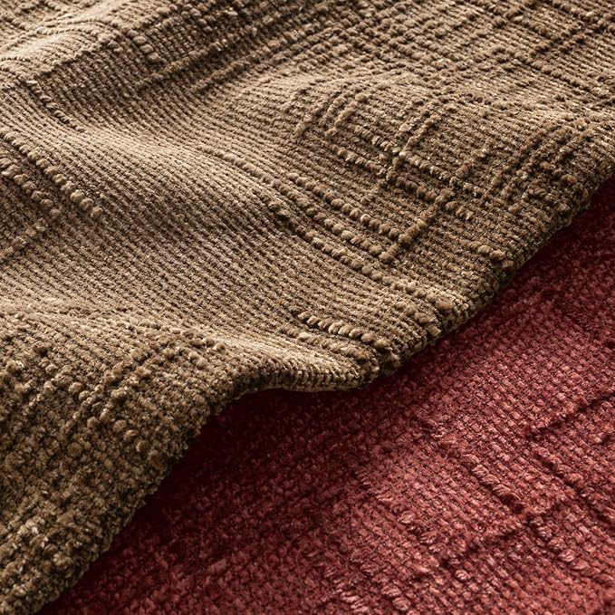 MIULEE Chenille Textured Fall Throw Pillow Covers Toffee 18x18 Set of 2 | Slubby Decorative Pillows, Boho Farmhouse Rustic Home Decor, Modern Neutral Cushion Covers for Couch Sofa Bed Living Room