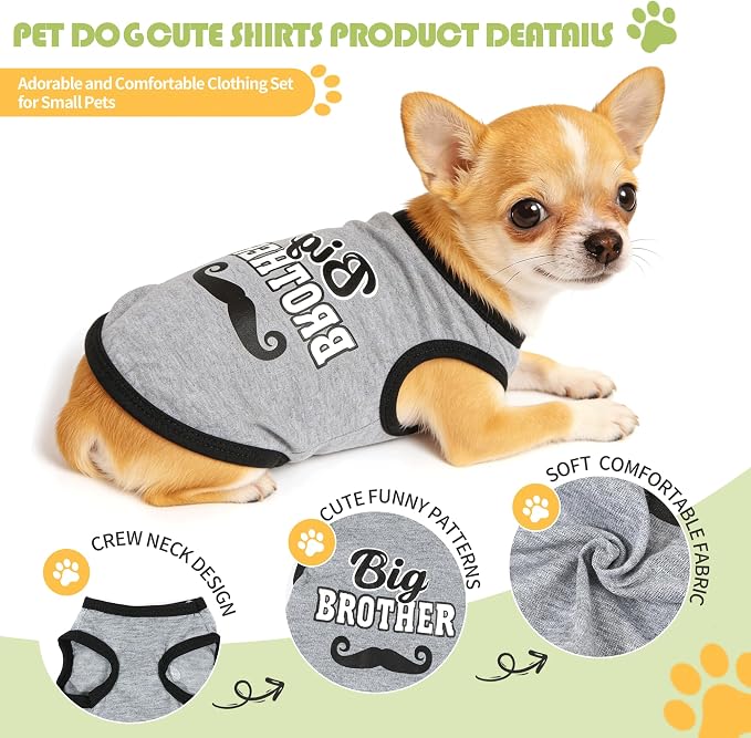 3 Pieces Dog Shirts for Small Dogs Puppy Clothes Cute Small Dog Shirts Spring Summer Soft Dog Clothing Pet T Shirts Chihuahua Clothes XXS (Red,Black,Grey, XX-Small)