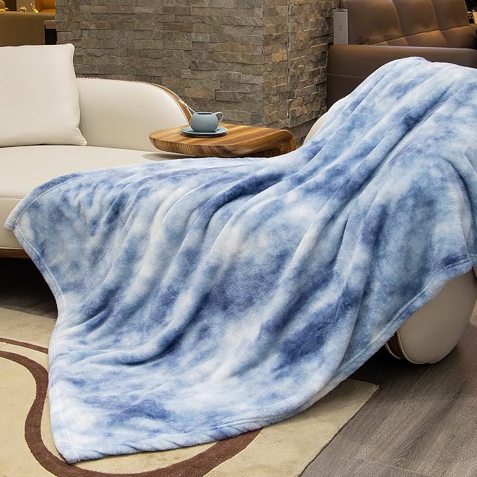 Fleece Throw Blanket Soft Cozy Lightweight Blanket for Bed 50x70 in | Plush Smoky Blue Blanket for Couch Sofa Bedroom Decor, Birthda Gifts for Women Kids