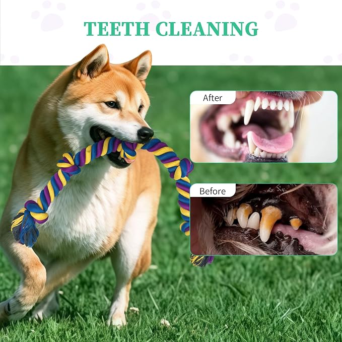 Dog Rope Toys for Large/Medium Aggressive Chewers, Tough Cotton Chew Toy, Tug of War Dog Pull Rope Teeth Cleaning (2 Pack-26.7Inch)