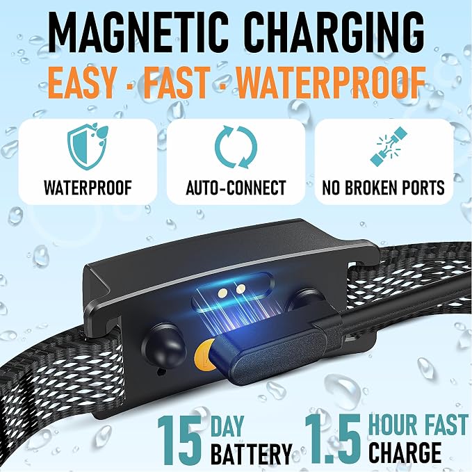 No Shock Bark Collar for Small Dogs 8-40 lbs - Beep & Vibration, Smart Screen, 5 Sensitivity, Anti-False Trigger, Magnetic Rechargeable, IP67 Waterproof, Black/Grey