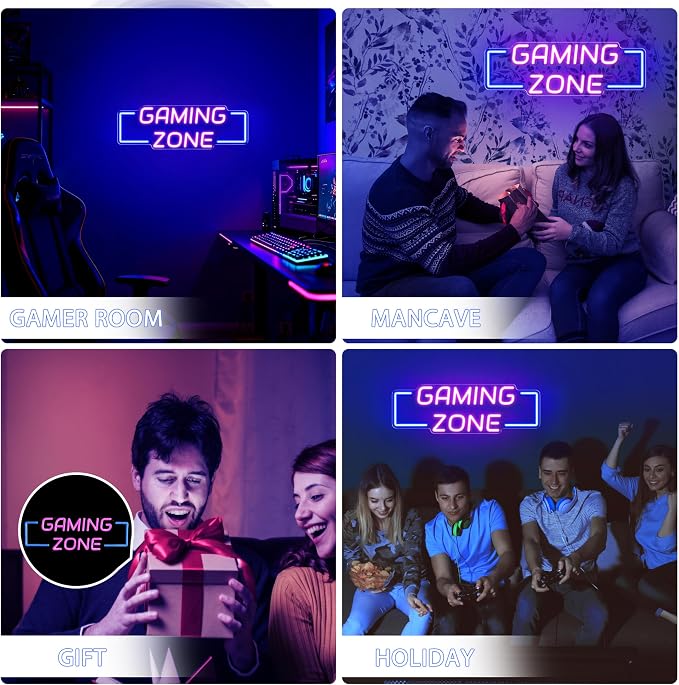 Kavaas Game Zone Neon Signs for Gaming Room Decor - LED Light Neon Sign for Teens Bedroom Decorations - Best Gamer Gifts for Boys, Kids