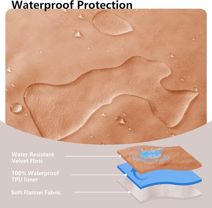 Waterproof Blanket - Reversible Dog Throw as Furniture Protector | Soft Velvet & Flannel, TPU Leak-Proof Liner, Machine Washable, Fits Couch and Bed, 68" x 82", Orange/Cream