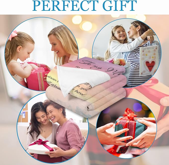 Gifts for Mom from Daughter or Son – to My Mom Blanket, Thoughtful Mothers Day, Birthday Gift, Cozy Present for Mother, Soft Flannel Throw Blanket 50x60 inches for Bed and Couch
