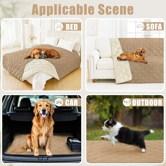 Smiry Waterproof Dog Bed Cover, Reversible Pet Blanket for Sofa Couch | Soft Washable Dog Blanket, Leakproof Couch Cover for Dogs Cats & Furniture Protection, 82x120, Camel/Beige