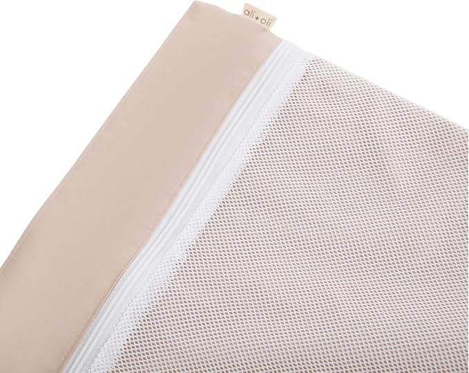 Ali+Oli Water Resistant Dual-Compartment Wet-Dry Bag for Travel, Hook to Stroller, Daycare, Diapers, Diaper Bag, Clutch Bag,15x12 inches (Taupe)