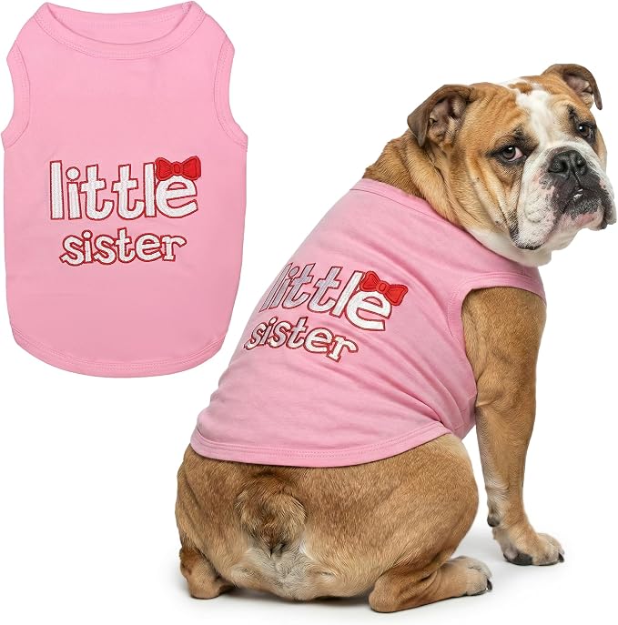 Parisian Pet Dog Shirt - 100% Cotton Shirts for Large Dogs - Pink Sleeveless Girl Pet Clothes - Lightweight and Breathable Puppy Clothes - Stretchy Dog Apparel for Little Sister Dogs