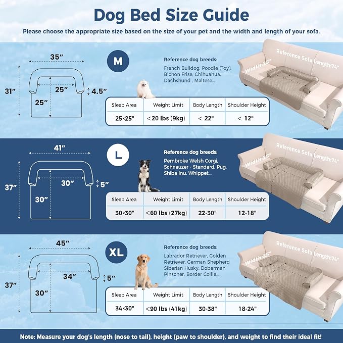 Large Dog Cooling Bed for Sofa, 41x37 Inch Pets Couch Cover Mat | Waterproof & Easy Clean & Non-Slip Bottom & Non-Gel, Washable Dogs Summer Couch Pad For Indoor & Outdoor, Taupe