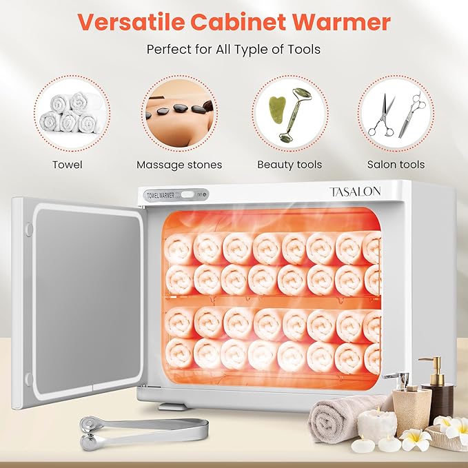 TASALON Professional Hot Towel Warmer Cabinet, 23L Large Capacity, Use for Facial Spa, Hair Beauty, Salon Equipment and Home, Perfect Temperature for Towel Warmer, Fits up to 72 Small Towels - White
