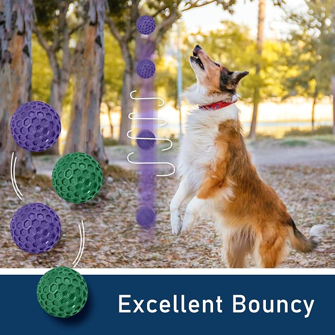 2 Pack Indestructible Squeaky Dog Balls for Aggressive Chewers, Interactive Dog Toys for Teething, Relieving Anxiety. Chew Toy for Large, Medium Breeds, Outdoor Rubber Balls.