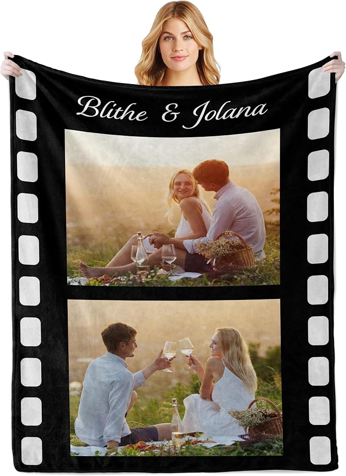 Custom Blankets with Text Photo, Personalized Photo Blankets | Personalized Couple Gifts for Boyfriend Girlfriend, Personalized Mothers Day Christmas Birthday Gifts for Mom Wife Women