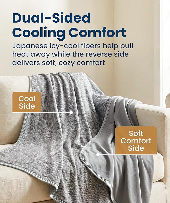 Everlasting Comfort Cooling Blanket for Hot Sleepers - Soft, Lightweight & Breathable Throw Blanket with Easy to Clean Material - Luxury Throws for Hot Flashes & Night Sweats (60"x80")