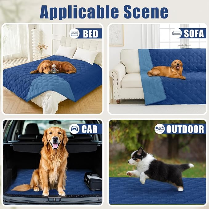 Smiry Waterproof Dog Bed Cover, Reversible Pet Blanket for Sofa Couch | Soft Washable Dog Blanket, Leakproof Couch Cover for Dogs Cats & Furniture Protection, 82x82, Navy/Blue