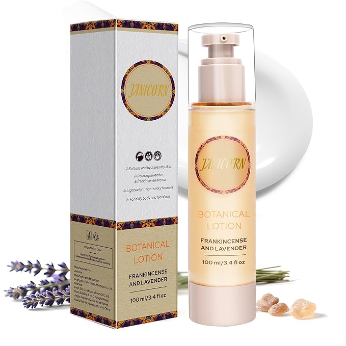 Frankincense & Lavender Aromatherapy Lotion – Lightweight Moisturizer for Body & Massage, Gentle Warming Care with Resinous-Floral Aroma for Calming Self-Care Rituals, 3.4 fl oz / 100 ml