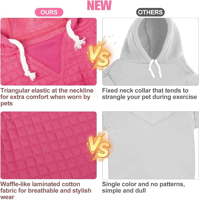 BEAUTYZOO Dog Hoodies Sweater for Medium Dogs, Waffle‑Like Laminated Coat | Warm Dog Sweatshirt with Pocket & Leash Hole, Pullover Clothes for Girl Boy Dogs, Stretchy & Easy‑On‑Off, Bulldogs Pitbulls