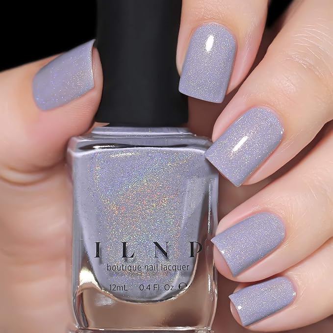 ILNP ASAP - Soft Lavender Blue Neutral Nail Polish, Subtle Holographic, Chip Resistant, 7-Free, Non-Toxic, Vegan, Cruelty Free, 12ml