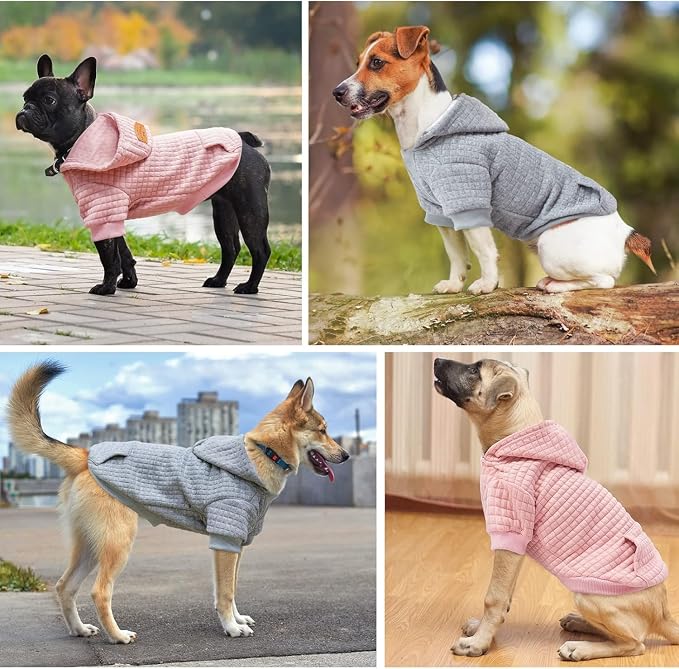 BEAUTYZOO Dog Hoodies Sweater for Large Dogs,Waffle‑Like Laminated Pet Coat | Warm Dog Sweatshirt with Pocket & Leash Hole,Pullover Clothes for Girl Boy Dogs,Stretchy & Easy‑On‑Off,Labrador & Great Danes