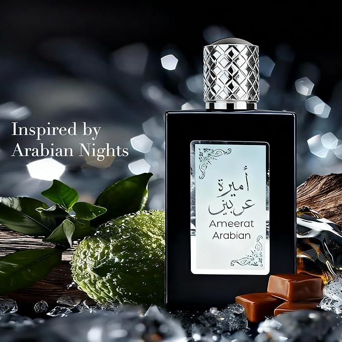 AFLUXE Men’s Eau de Parfum Ameerat Arabian Noir, Fresh Spicy Woody Cologne for Men with Mint, Cardamom & Amber Notes, Long Lasting Masculine Fragrance, Natural Spray, 3.4 Fl Oz (100ml)