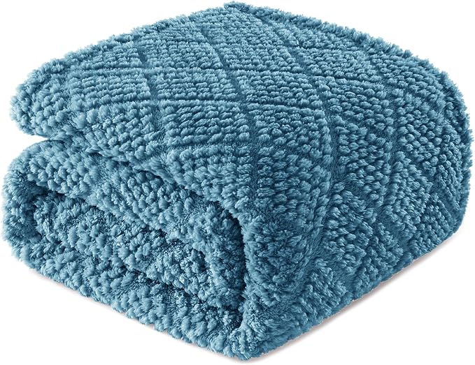 Whale Flotilla Soft Fleece Throw Blanket for Couch, Slate Blue | Jacquard Waffle Blankets for Home Decor, Lightweight and Cozy, All Season Suitable, 50x60 Inch