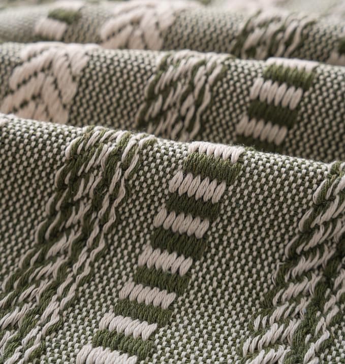Cethom Boho Lumbar Pillow Covers 14x36 Long, Farmhouse Decorative Couch Pillow Cases, Green Accent Pillows of Bed, Sofa Bedroom Living Room Home Decor Cushion Cover, Pack of 1
