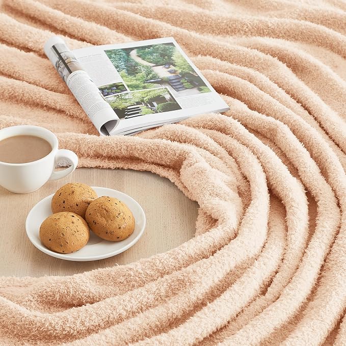 Knit Throw Blanket for Peach Pink - Super Soft Lightweight Plush Fuzzy Fluffy Cozy Blankets and Throws for Sofa Bed, 50 x 60 inches