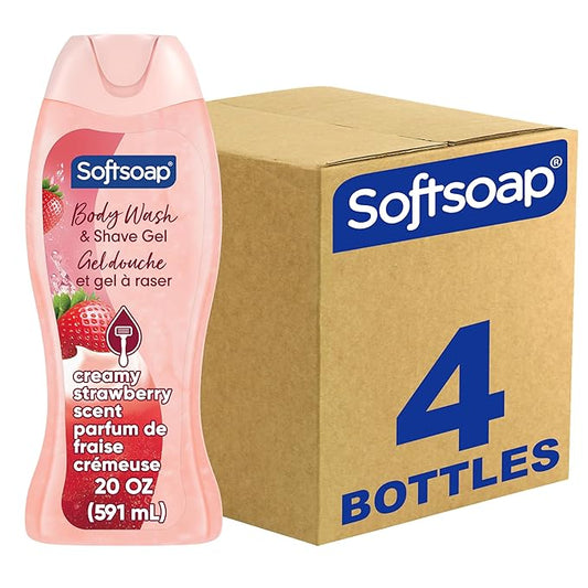 Softsoap Moisturizing Body Wash and Shave Gel, Helps Razor Glide, Creamy Strawberry Scent, 20 fl oz