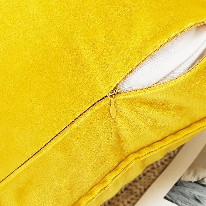 Velvet Yellow Throw Pillow Covers 22”x22”Pack of 2 Soft Decorative | Square Cushion Covers for Couch Sofa Bed Livingroom Car Home Decor,55x55Cm