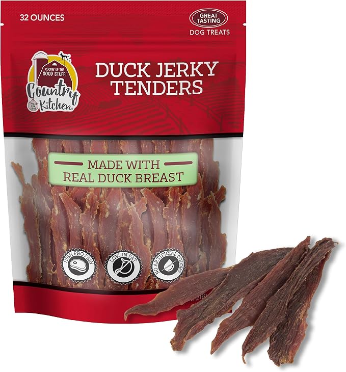 Country Kitchen Duck Jerky Tender Dog Treats, High Protein, 32 oz | Quality Ingredients Made with Real Duck, Low Fat, No Artificial Colors