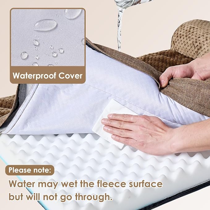 EHEYCIGA Large Dog Bed Memory Foam for Crate, Orthopedic Dog Bed Large Size Dogs with Washable Removable Cover, Waterproof Pet Sofa Couch with Nonskid Bottom, 35x22x6, Camel | Small Dog Sofa with Washable Removable Cover, Waterproof Pet Couch for Crate...