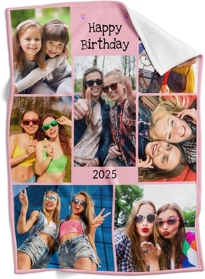 inkArts Custom Blanket with Photo, Customized Blanket, Personalized Photo Blankets, Custom Picture Blankets, Personalized Birthday Gifts for Women