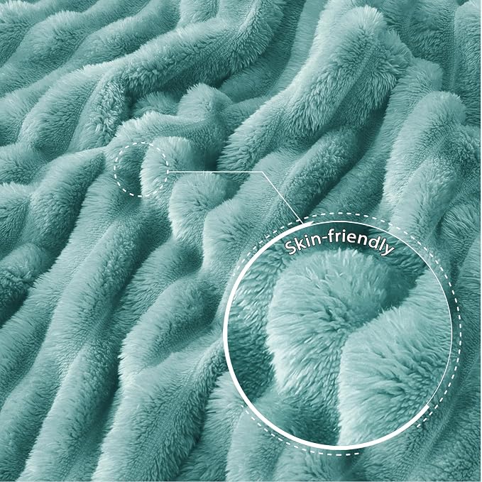 Exclusivo Mezcla Striped Twin Size Fleece Blanket for Bed, Couch, 60"x80" | Soft Breathable Cozy Bed Blankets, Lightweight Plush Fluffy Fuzzy Jacquard Decorative Blankets