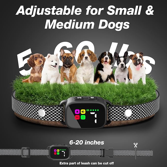 Bark Collar for Small Dogs 5-60lbs, No Shock Smart Collar