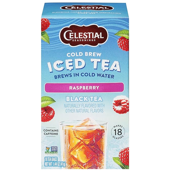 Celestial Seasonings Cold Brew Raspberry Black Iced Tea 18 Tea Bags