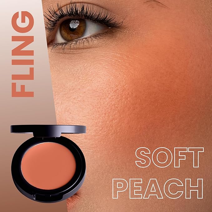 POISE Makeup HD Crème Lip and Cheek Compact | Long Lasting Cheek Blusher and Lip Stain Lipstick in One Hydrating for Skin Infused w/Shea Butter, FLING