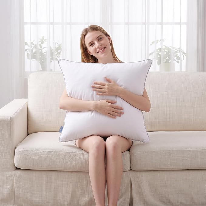 Leeden 20x20 Pillow Inserts Set of 2-20 Inch Square Decorative Pillow Insert, Soft Fluffy Throw Pillow Inserts for Sofa & Bedroom, White Cushion Insert Pair