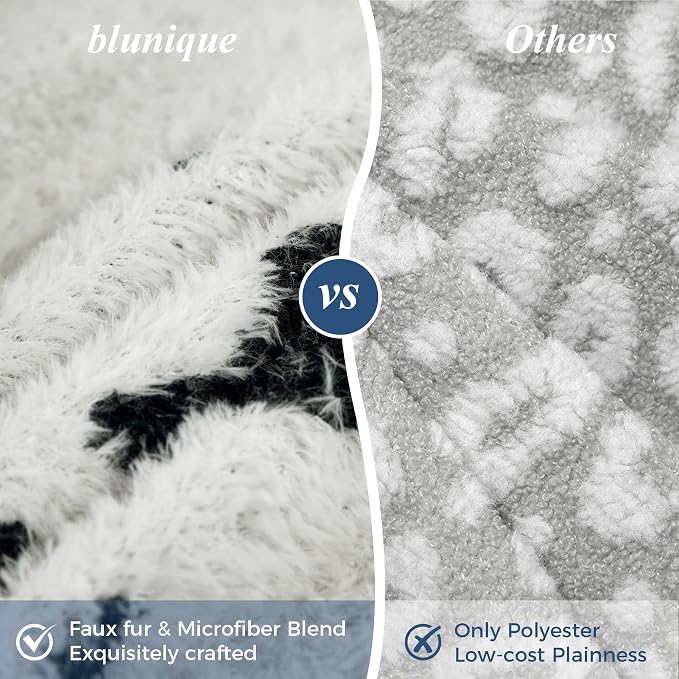 Knit Throw Blanket for Couch, Soft Cozy Fluffy Knitted Blanket for Sofa, Bed, Gift for Women Girls Home Decor (Cow-Black, Throw 50"x60")