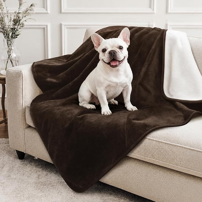 LOOBANI Waterproof Puppy Blanket for Dog Crate, 30"x40", Coffee | Ideal for Small Medium Dogs Cats Bed, Double-Side Flannel Reversible, Liquid Pee Proof Stain-Proof for Furniture Protection