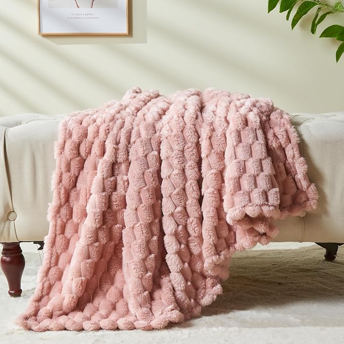 NEWCOSPLAY Fleece Clouds Cozy Throw Blanket for Couch, Pink, 50"x60" | Premium Silky Flannel Blanket, Soft Lightweight Fluffy Throw Blanket for Bed Sofa Decor, Gift for All Season Use