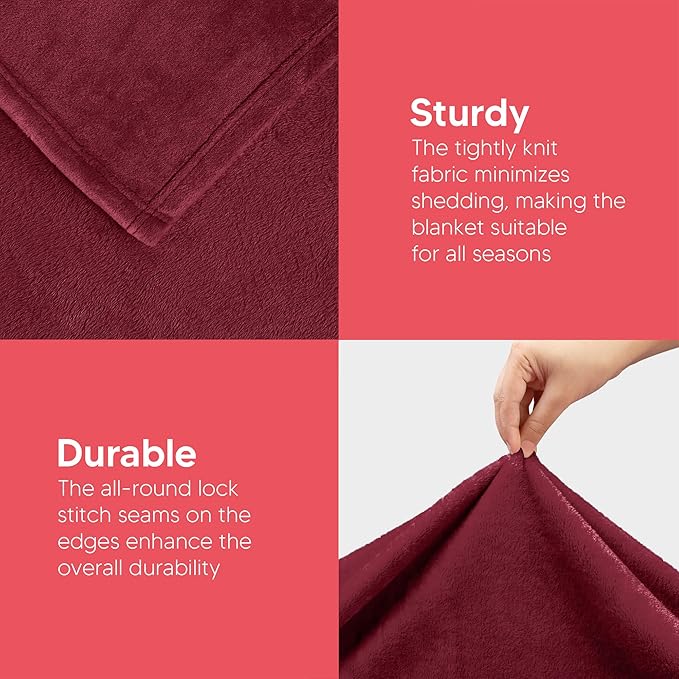 Utopia Bedding Soft Fleece Bed Blanket Twin Size Burgundy (60x80 Inch) | Microfiber Plush Warm Lightweight Breathable Cozy Blanket Anti-Static, All Season Use, Gift for Women and Men