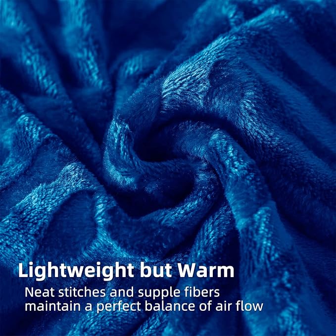 Whale Flotilla Flannel Fleece Fall Bed Blanket King Size, Royal Blue | Lightweight Breathable Soft Bedspread, Plush Fluffy Coverlet Chevron Design Decorative Blanket for Home Life, 90x104 Inch