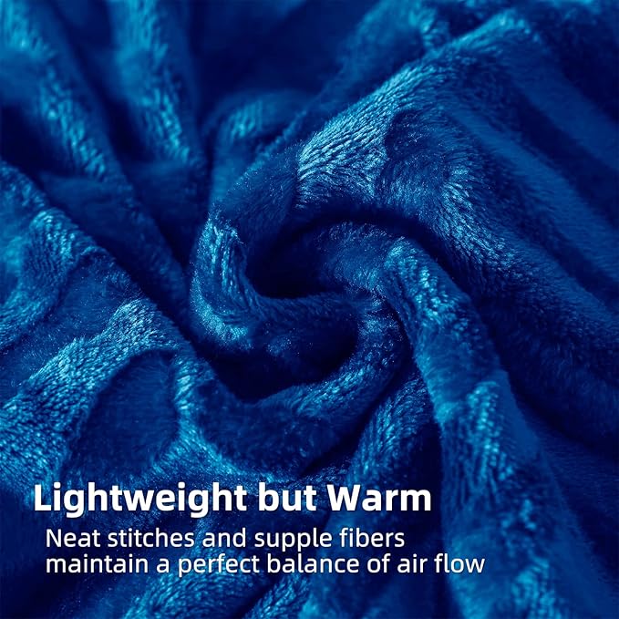 Whale Flotilla Flannel Fleece Fall Bed Blanket Twin Size, Royal Blue | Lightweight Breathable Soft Bedspread, Plush Fluffy Coverlet Chevron Design Decorative Blanket for Home Life, 60x80 Inch
