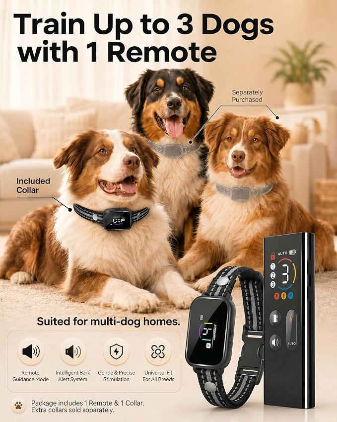 LUCKFOX Dog Bark Collar with Remote, 2-in-1 Shock Collar for Dogs Training